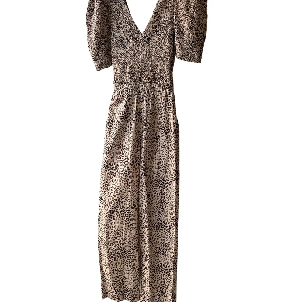 Sea Calla Women's Cheetah Print Smocked‎ Waist Jumpsuit Size 6 Animal Print